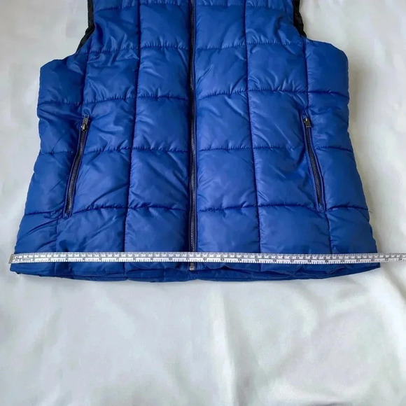 H&M Blue Quilted Puffer Sleeveless Vest Men 44R, 2 Zip Pockets - Picture 8 of 14